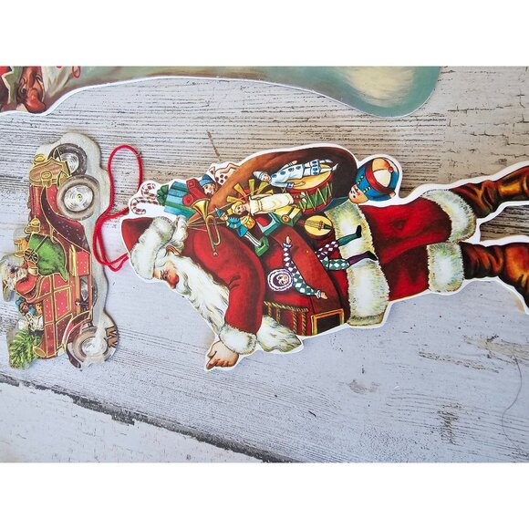 Merrimack cardboard paper Santa ornament set unique decor Xmas tree - Picture 2 of 16